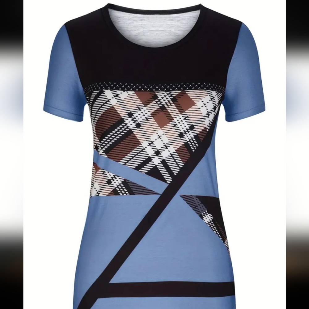 Plaid Patterned Blue Women's Top